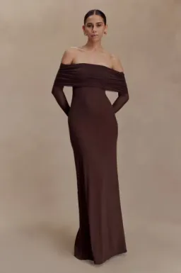 Brown Josie Long Sleeve Dress for rent on The Volte - image 1