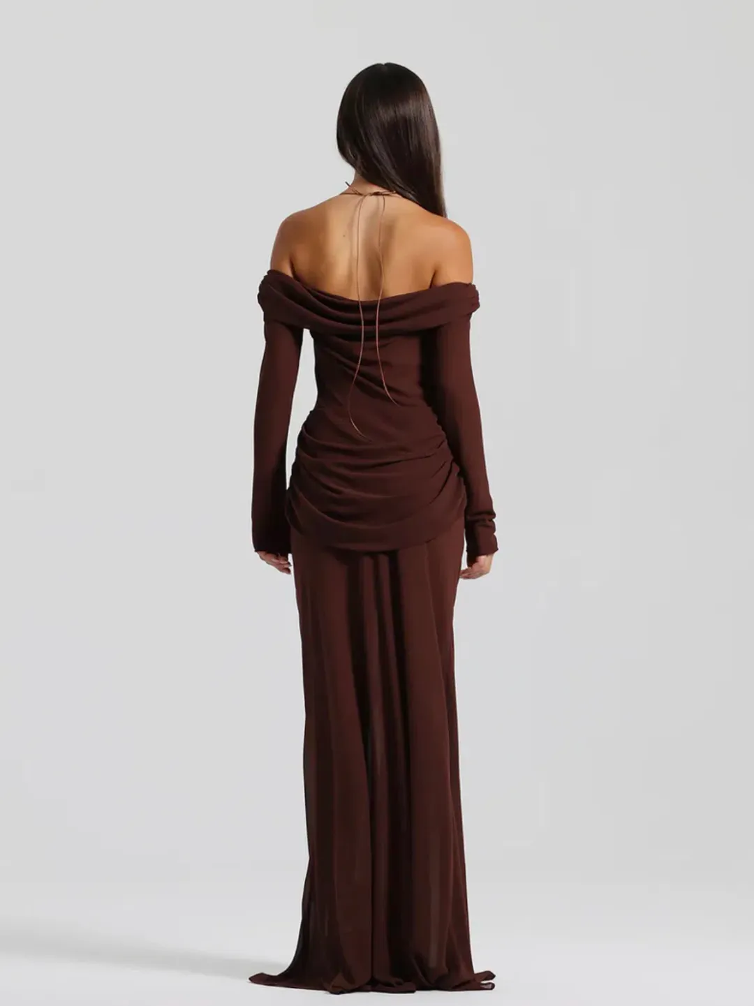 Natalie Rolt Emily Gown Espresso for rent on The Volte - main image