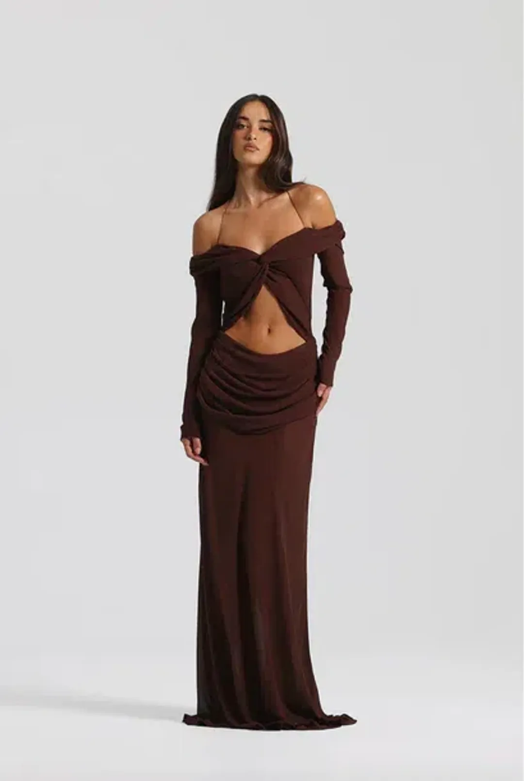 Natalie Rolt Emily Gown Espresso for rent on The Volte - main image