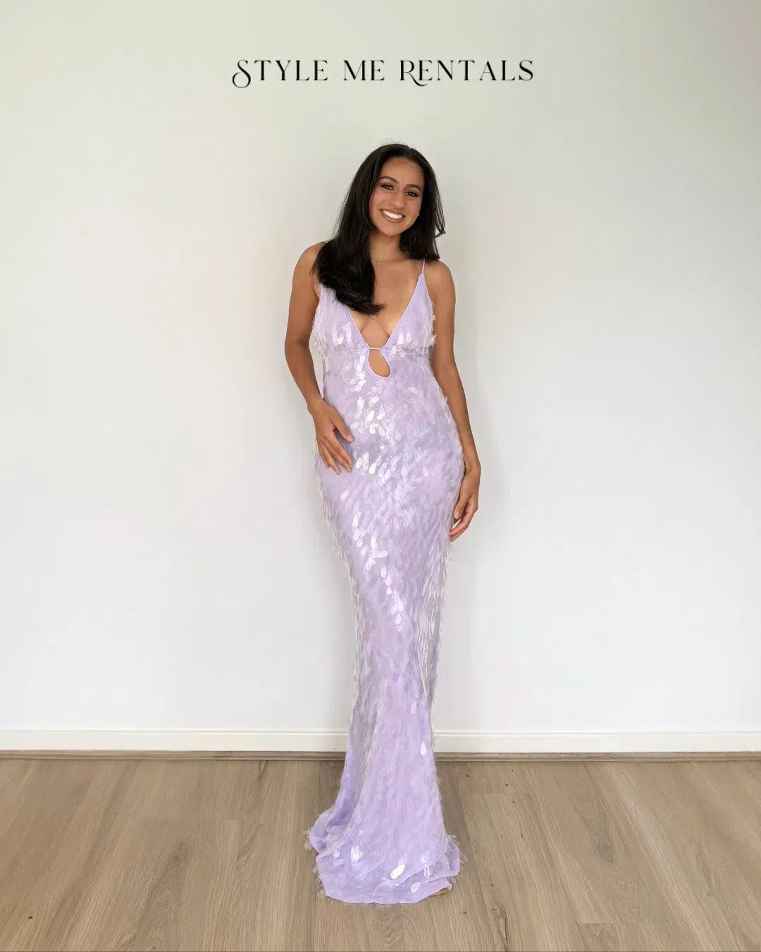 Misha Sapphire Sequin Maxi Dress Lilac Size S for rent on The Volte - main image