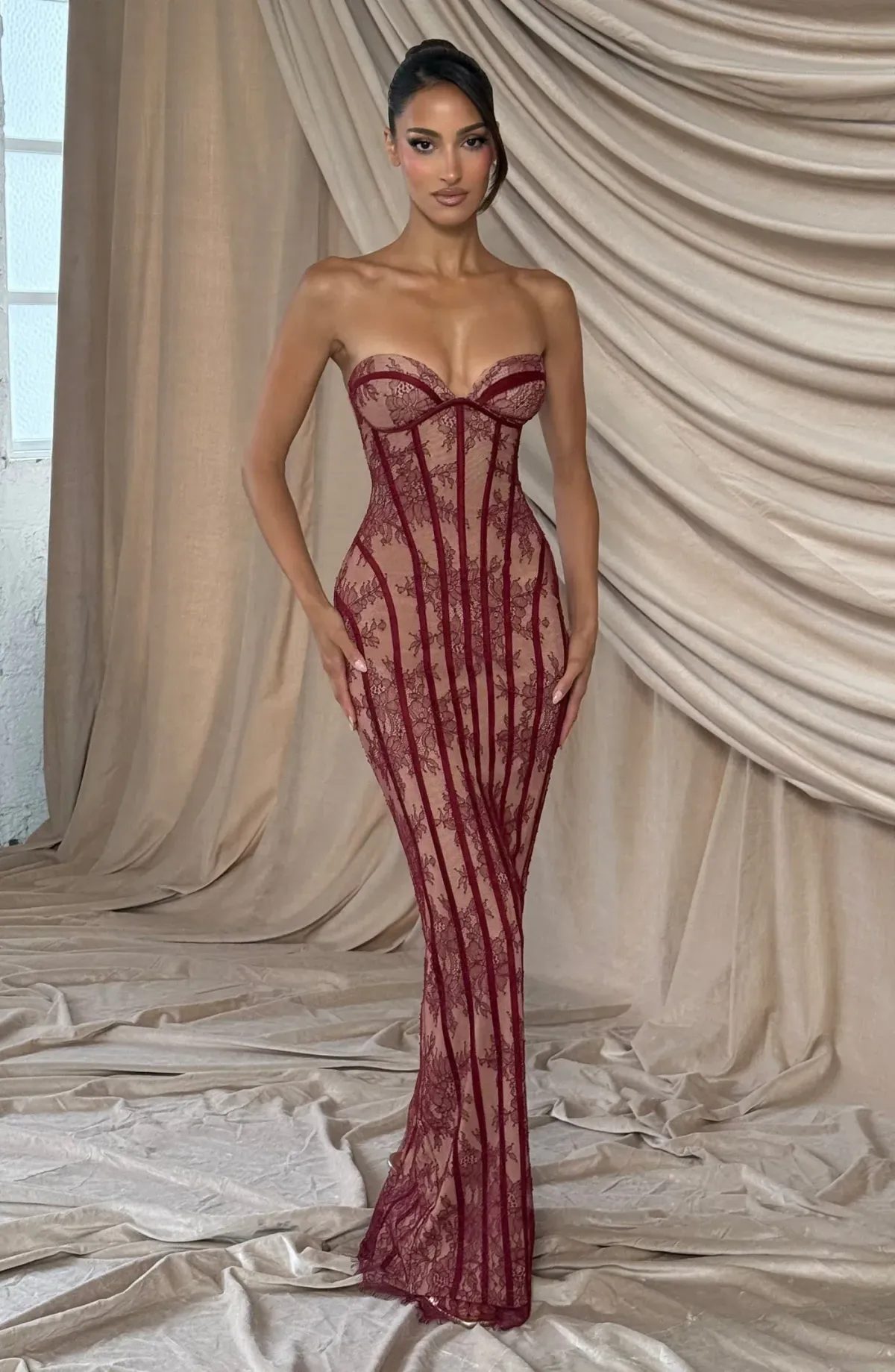 BABY BOO SIAN MAXI DRESS BURGUNDY / SIZE 8 - Image 3