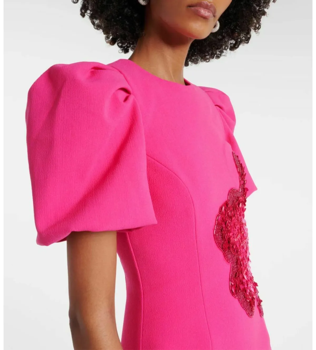 Rebecca Vallance Layana Puff Sleeve Midi Dress in Pink Size 10 - Image 3