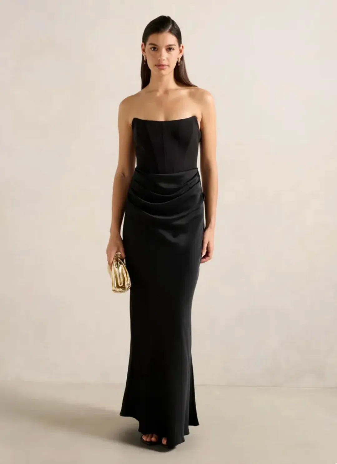 Forever New - Isra Drape Strapless Maxi Dress "Black" Size 8 for rent on The Volte - main image