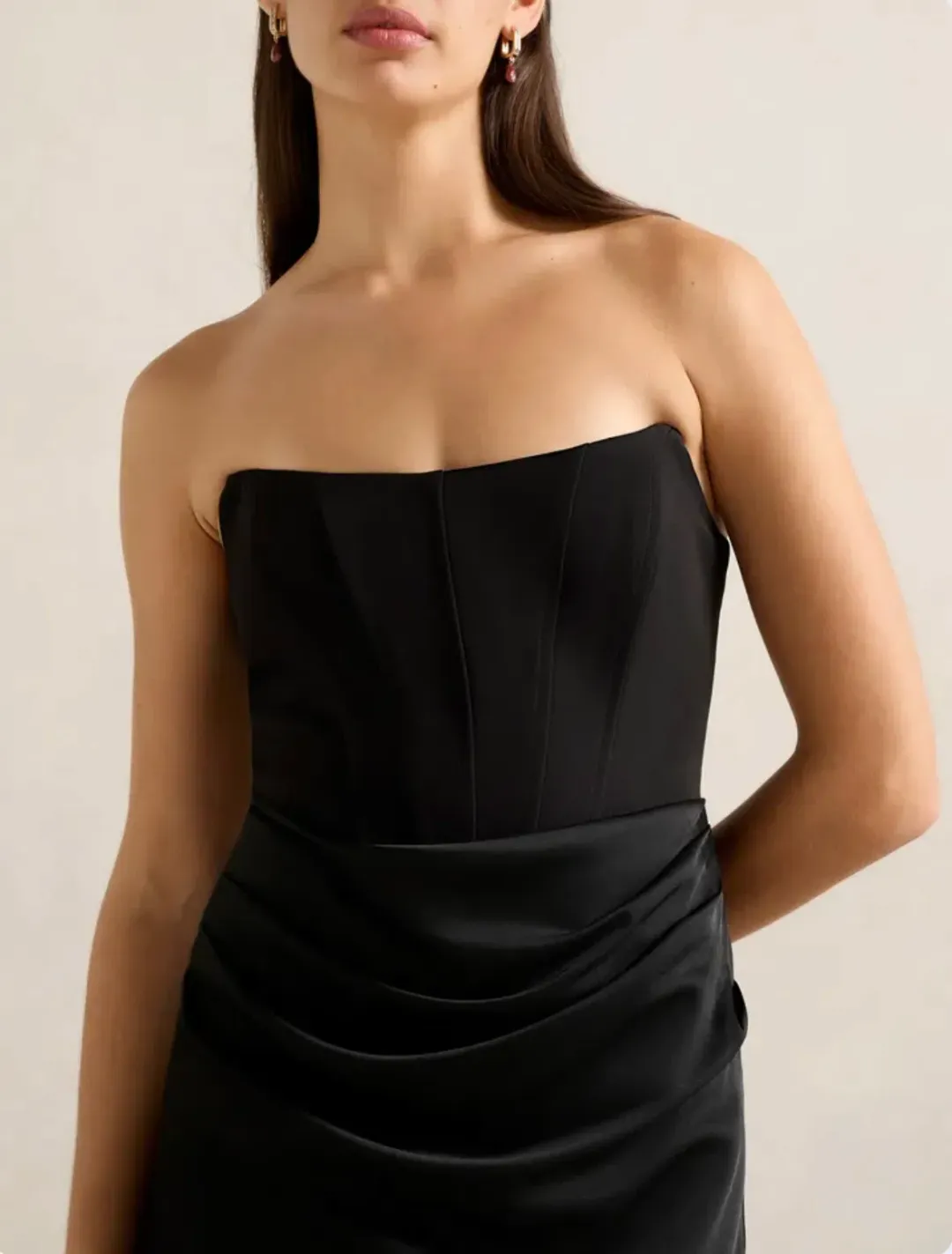 Forever New - Isra Drape Strapless Maxi Dress "Black" Size 8 for rent on The Volte - main image