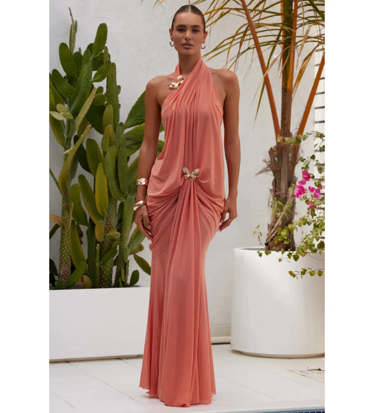 Abyss by Abby Debut Maxi Dress in Coral Size M/AU10 for rent on The Volte - main image