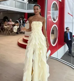 💛 Aje ALLAIRIE GOWN in Butter Yellow - Size 8 AU 💛 Ruffled Tiered Maxi Dress 💛 for rent on The Volte - image 1