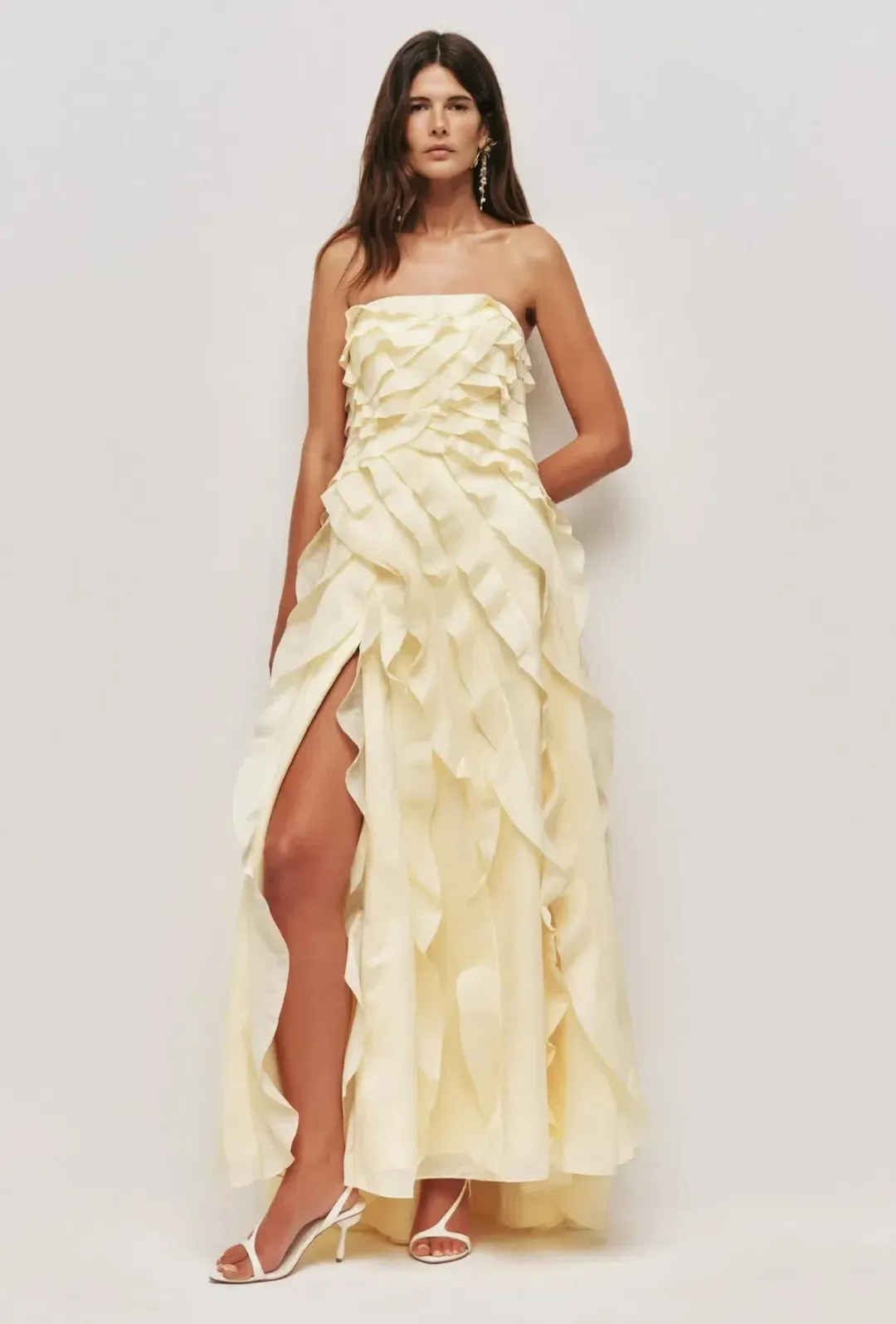 💛 Aje ALLAIRIE GOWN in Butter Yellow - Size 8 AU 💛 Ruffled Tiered Maxi Dress 💛 for rent on The Volte - main image