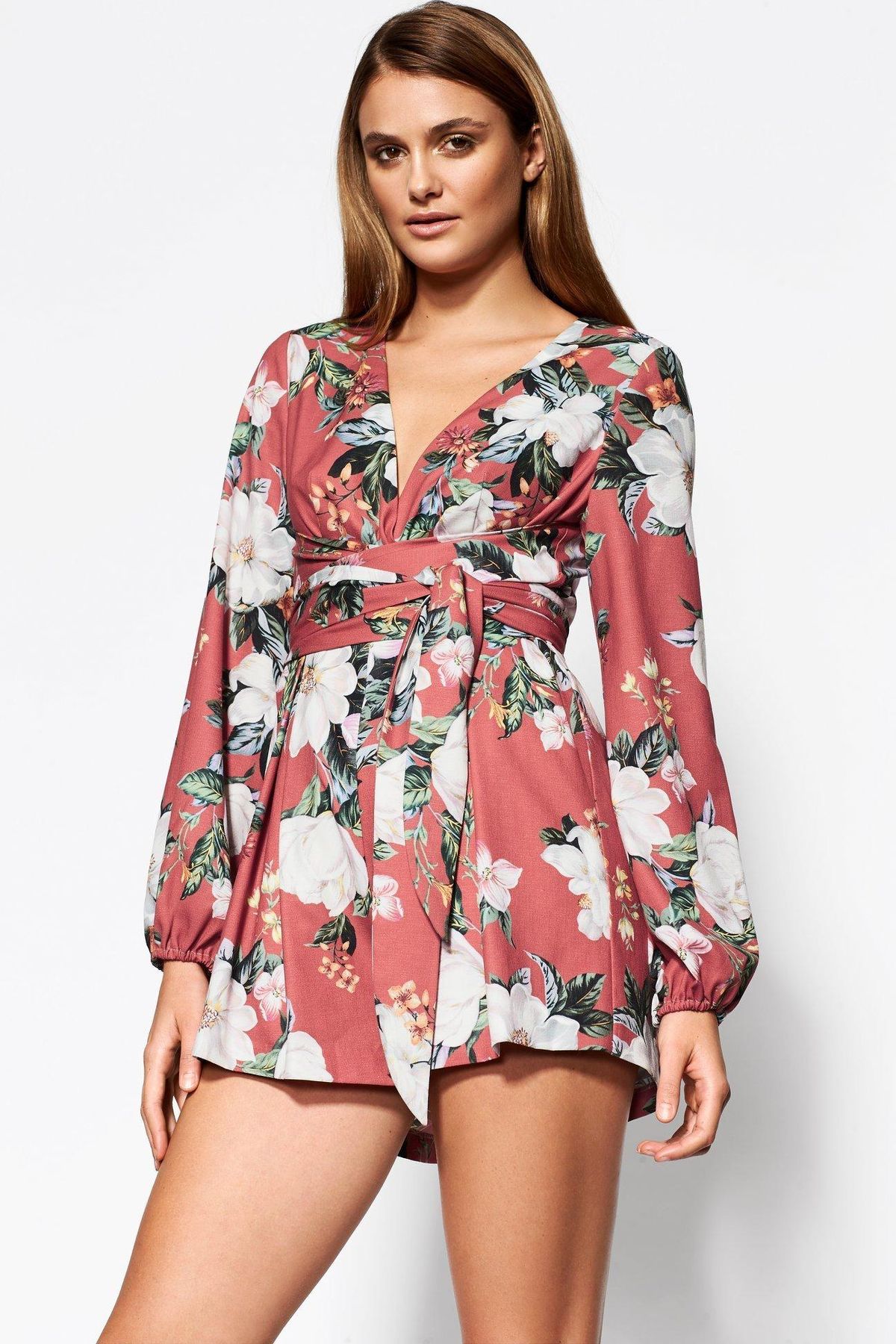 Sheike Florence Orange Floral Jumpsuit Playsuit Size 8 - Image 2