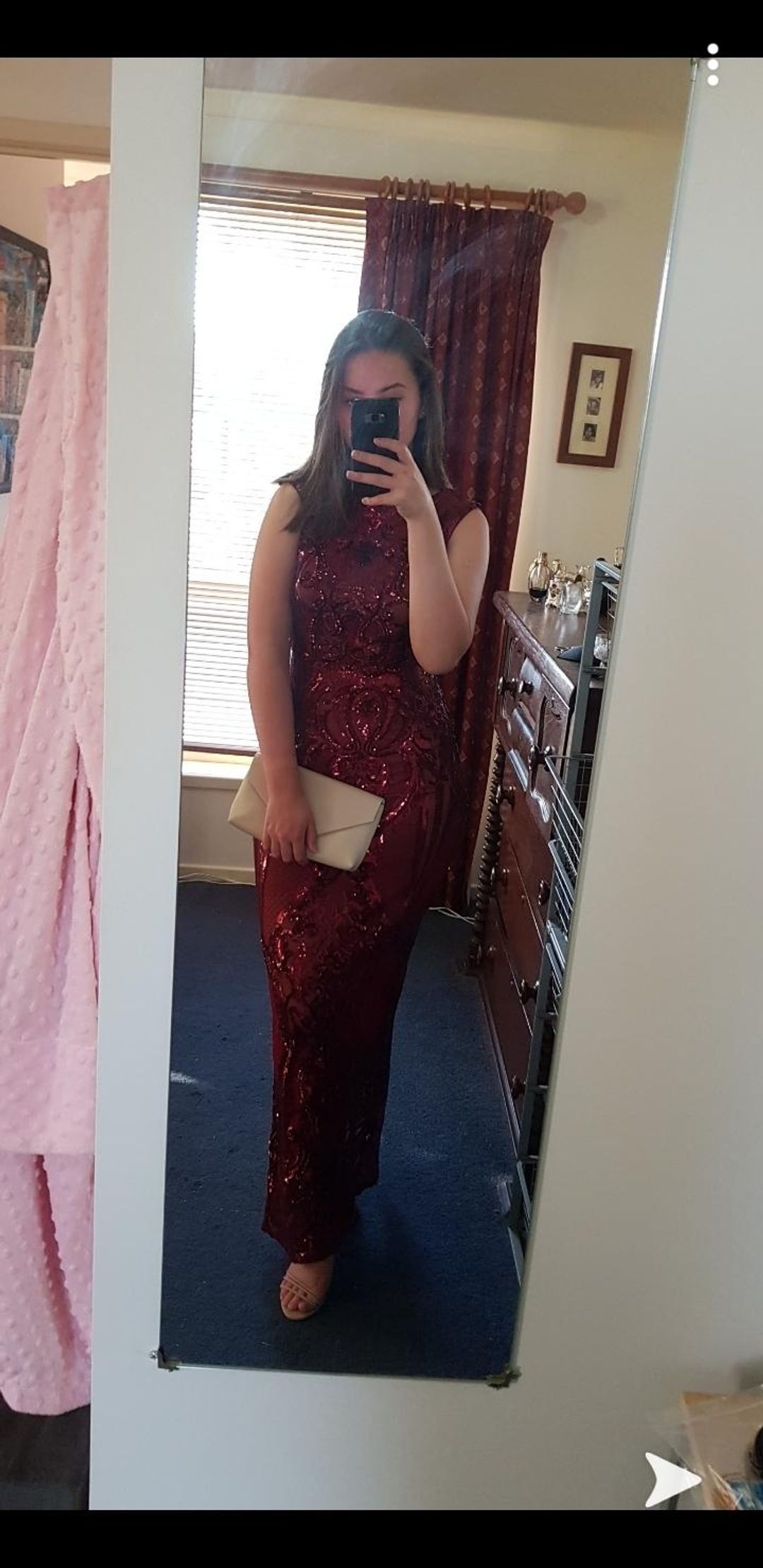 Pilgrim Dancing with Sequin Dress Burgundy Size 10 for rent on The Volte - main image