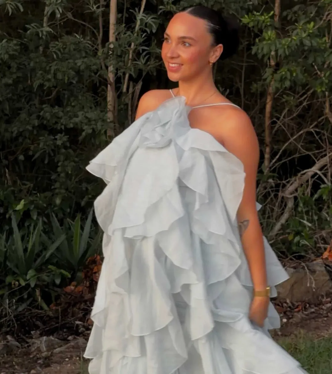 Aje Pandorea Layered Maxi Dress - Silver Blue - Size 10 for rent on The Volte - main image
