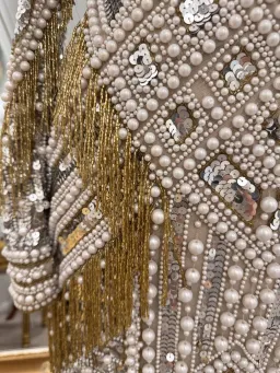 ASOS Limited Edition Pearl & Gold Embellished Fringe Midi Dress for rent on The Volte - image 3