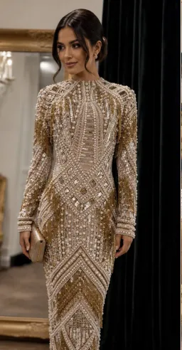 ASOS Limited Edition Pearl & Gold Embellished Fringe Midi Dress for rent on The Volte - image 1