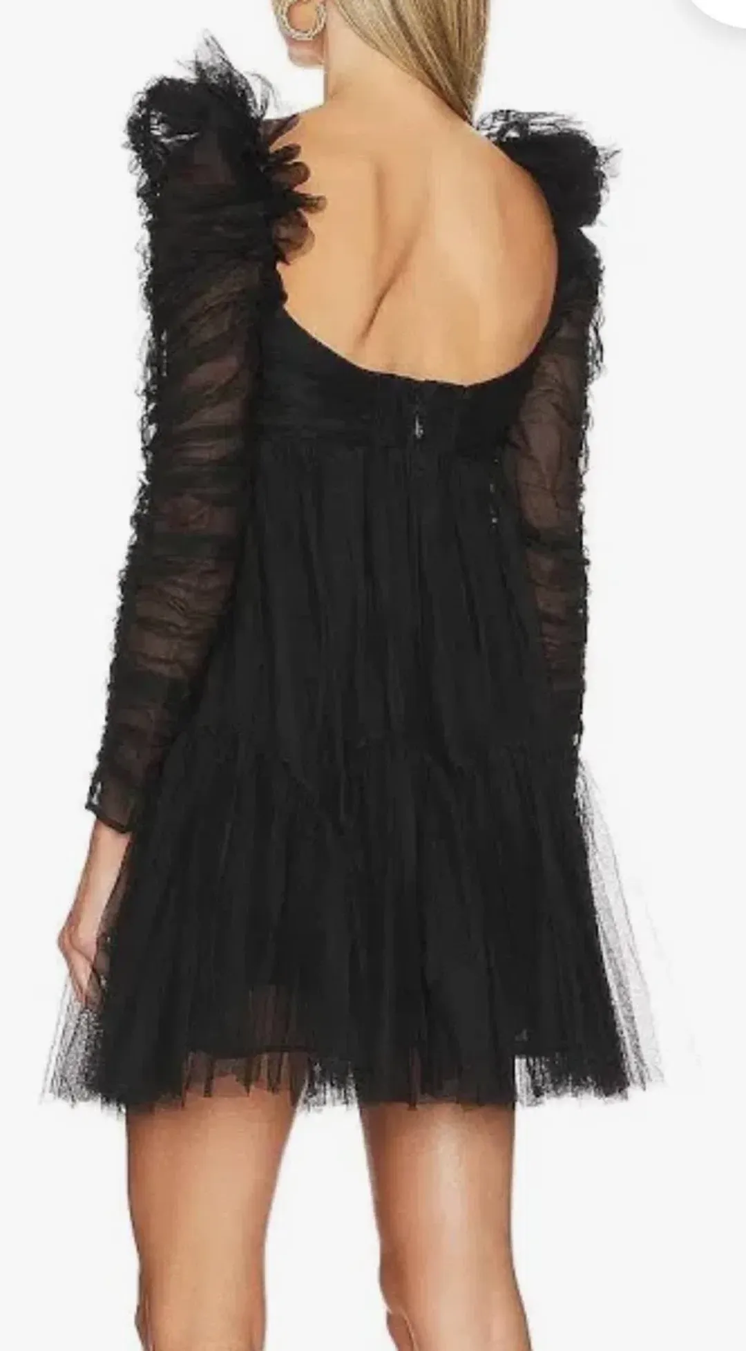 Zimmermann Ruched Tulle Mini Dress – Black Size: 0P for rent on The Volte - main image