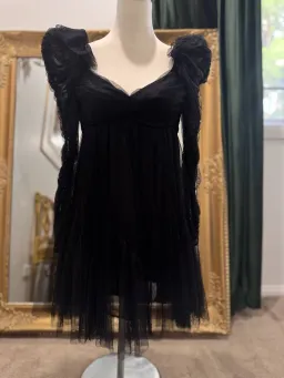 Zimmermann Ruched Tulle Mini Dress – Black Size: 0P for rent on The Volte - image 2