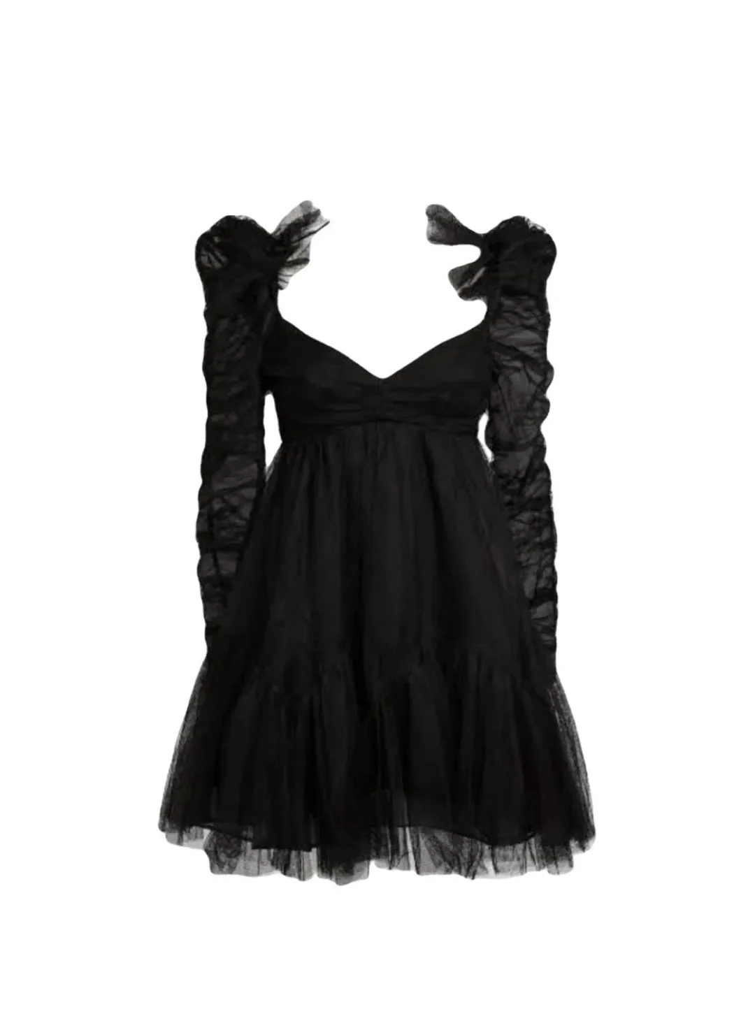 Zimmermann Ruched Tulle Mini Dress – Black Size: 0P for rent on The Volte - main image