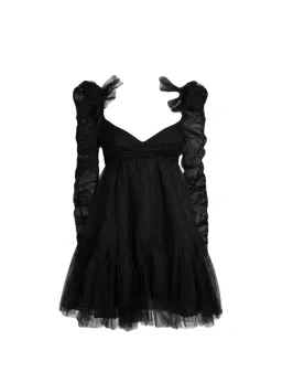 Zimmermann Ruched Tulle Mini Dress – Black Size: 0P for rent on The Volte - image 5