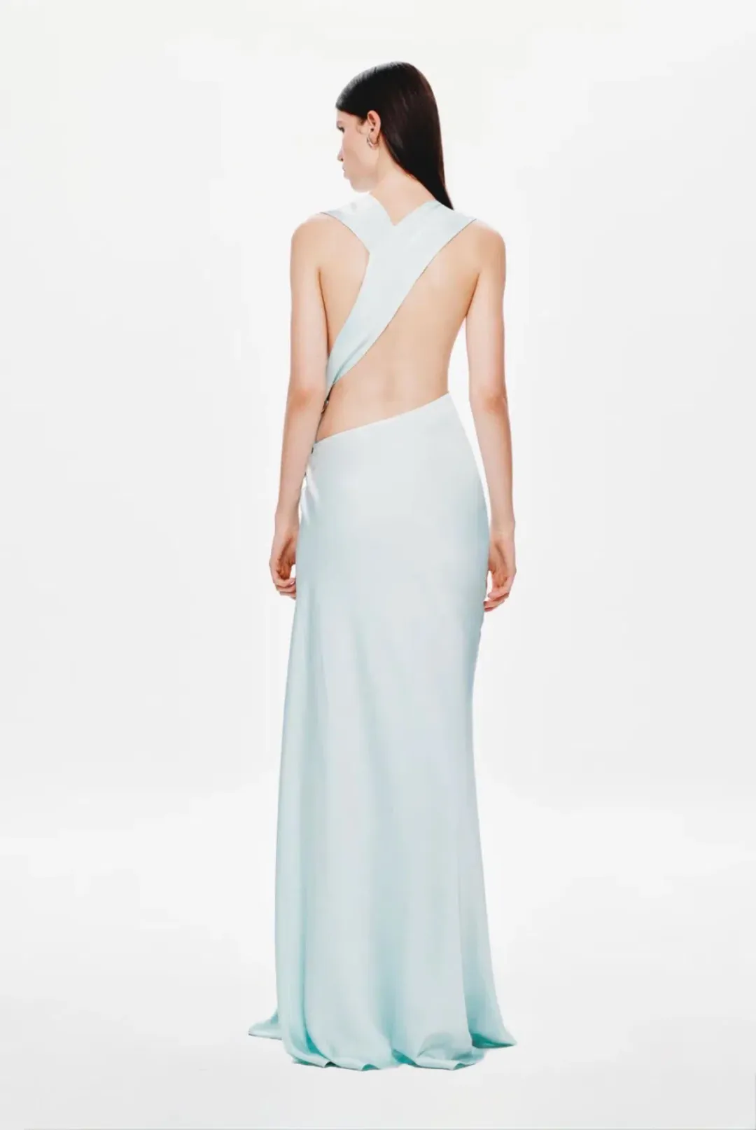 Misha / Harlow Satin Dress / Ice Blue / Size M/10 for rent on The Volte - main image