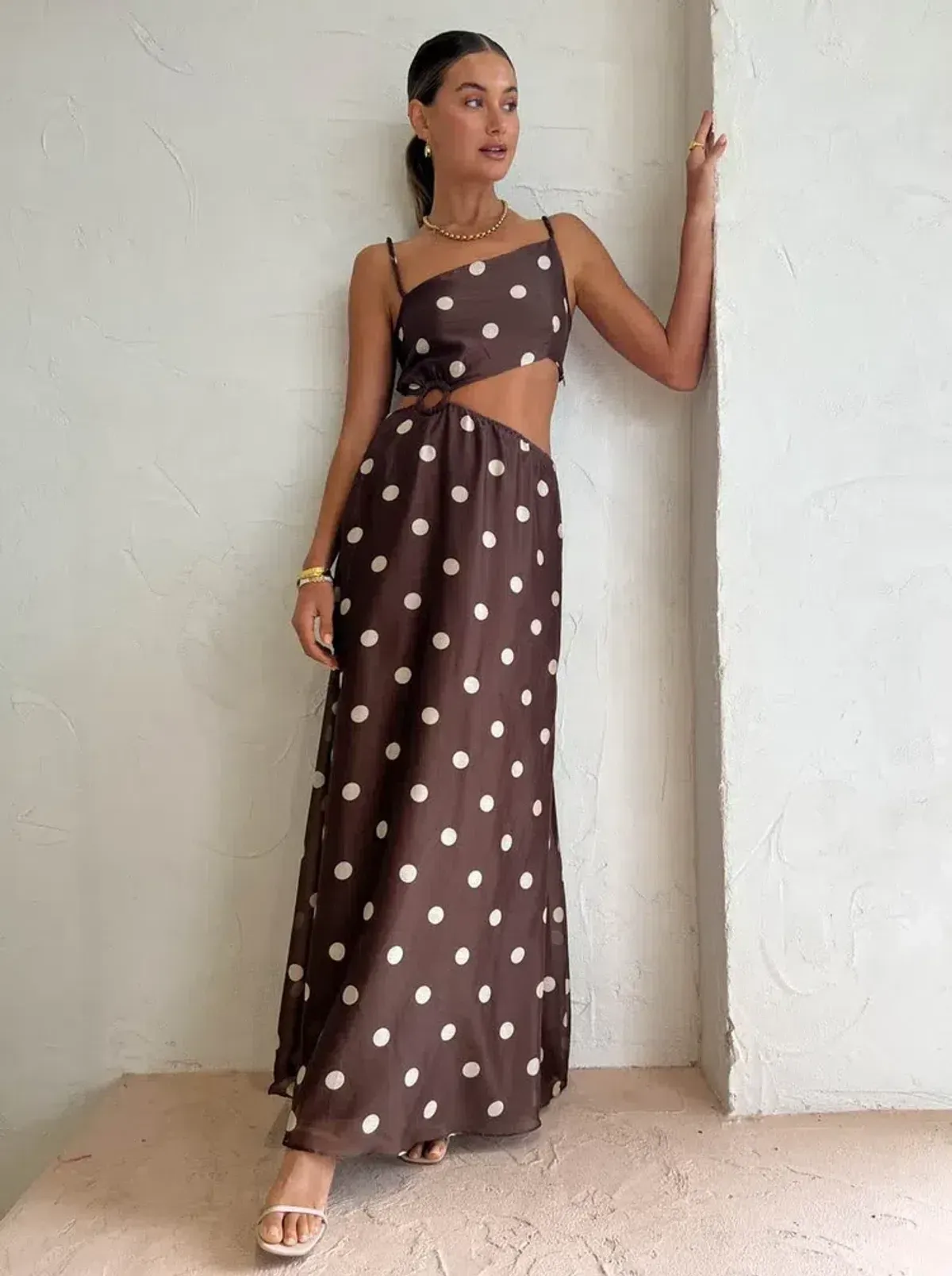 SIR. the label Vivi Asymmetrical Cut Out Dress in Marlon Polka Dot. Size 2 / size 10 - Image 2