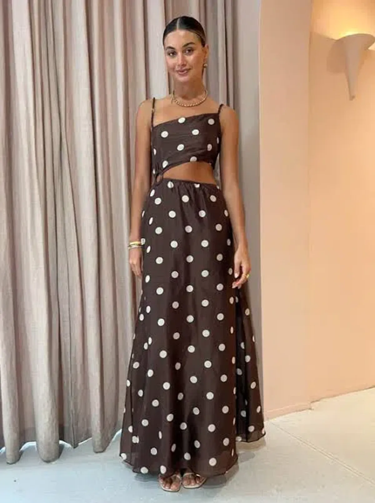 SIR. the label Vivi Asymmetrical Cut Out Dress in Marlon Polka Dot. Size 2 / size 10 - Image 3