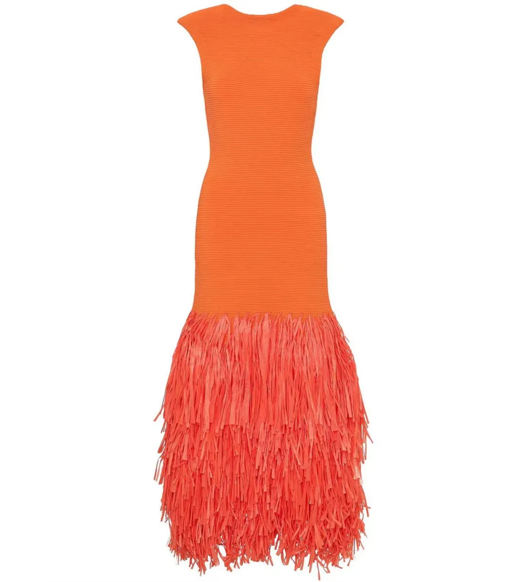 Aje Raffia Knit Midi Dress Orange Size XS / AU 6 for rent on The Volte - main image