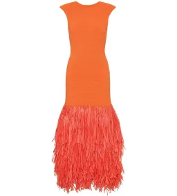 Aje Raffia Knit Midi Dress Orange Size XS / AU 6 for rent on The Volte - image 4