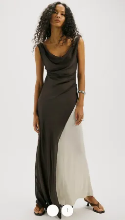 Bec & Bridge Augustin Asym Maxi Dress Dark Chocolate/Snow Size 14 for rent on The Volte - image 2