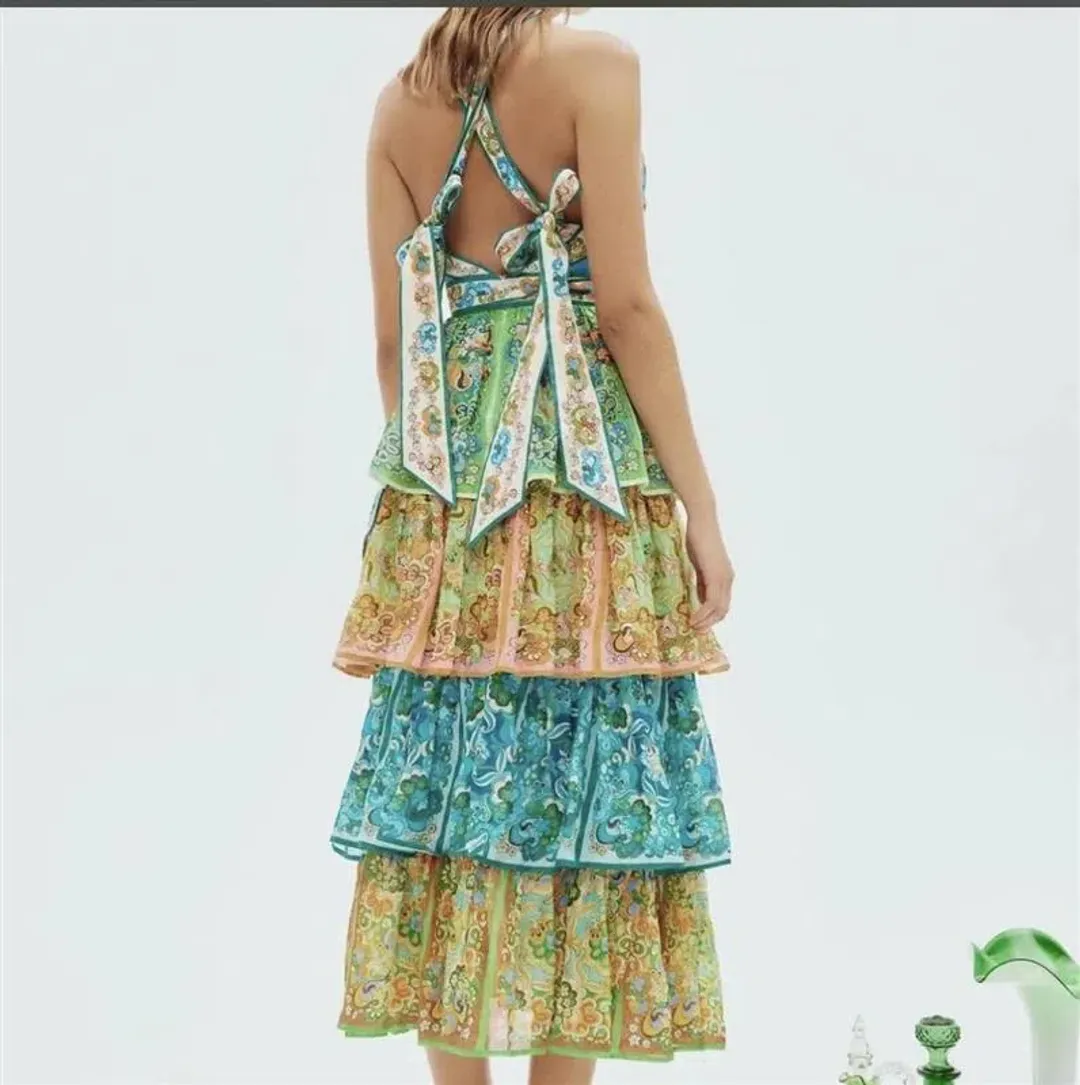 Alemais Dreamer Halter Midi Dress Multi Size 16 for rent on The Volte - main image