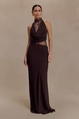 Meshki Arra Chiffon And Lace Halter Maxi Dress - Size M for rent on The Volte - image 1
