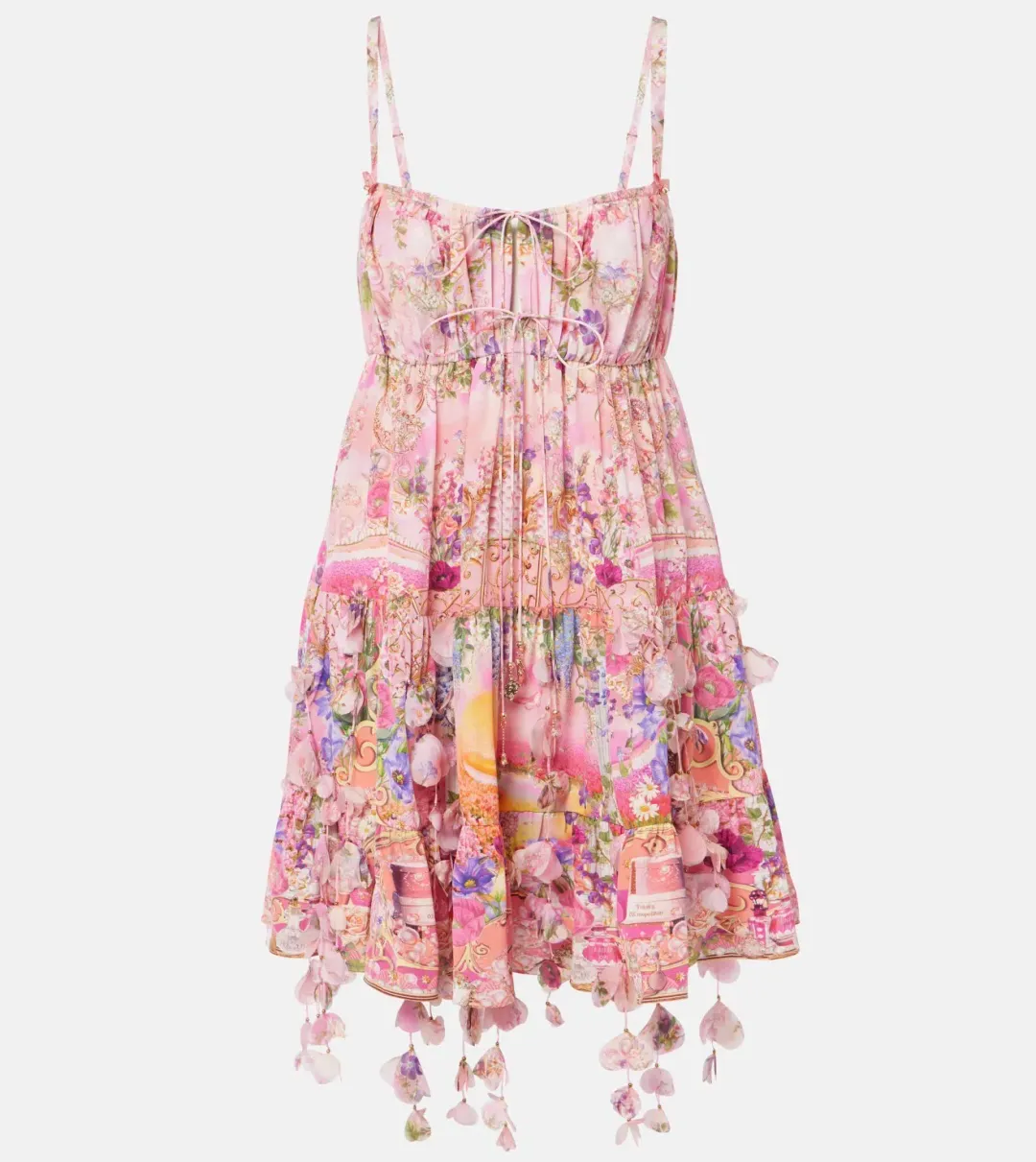 Camilla Gathered Bust Tiered Mini Dress Pink Size 18 for rent on The Volte - main image