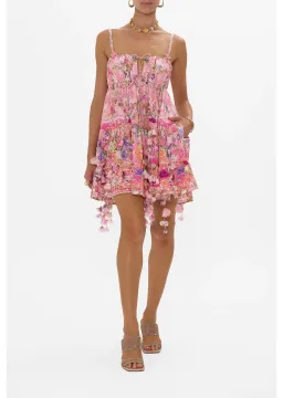Camilla Gathered Bust Tiered Mini Dress Pink Size 18 for rent on The Volte - image 1