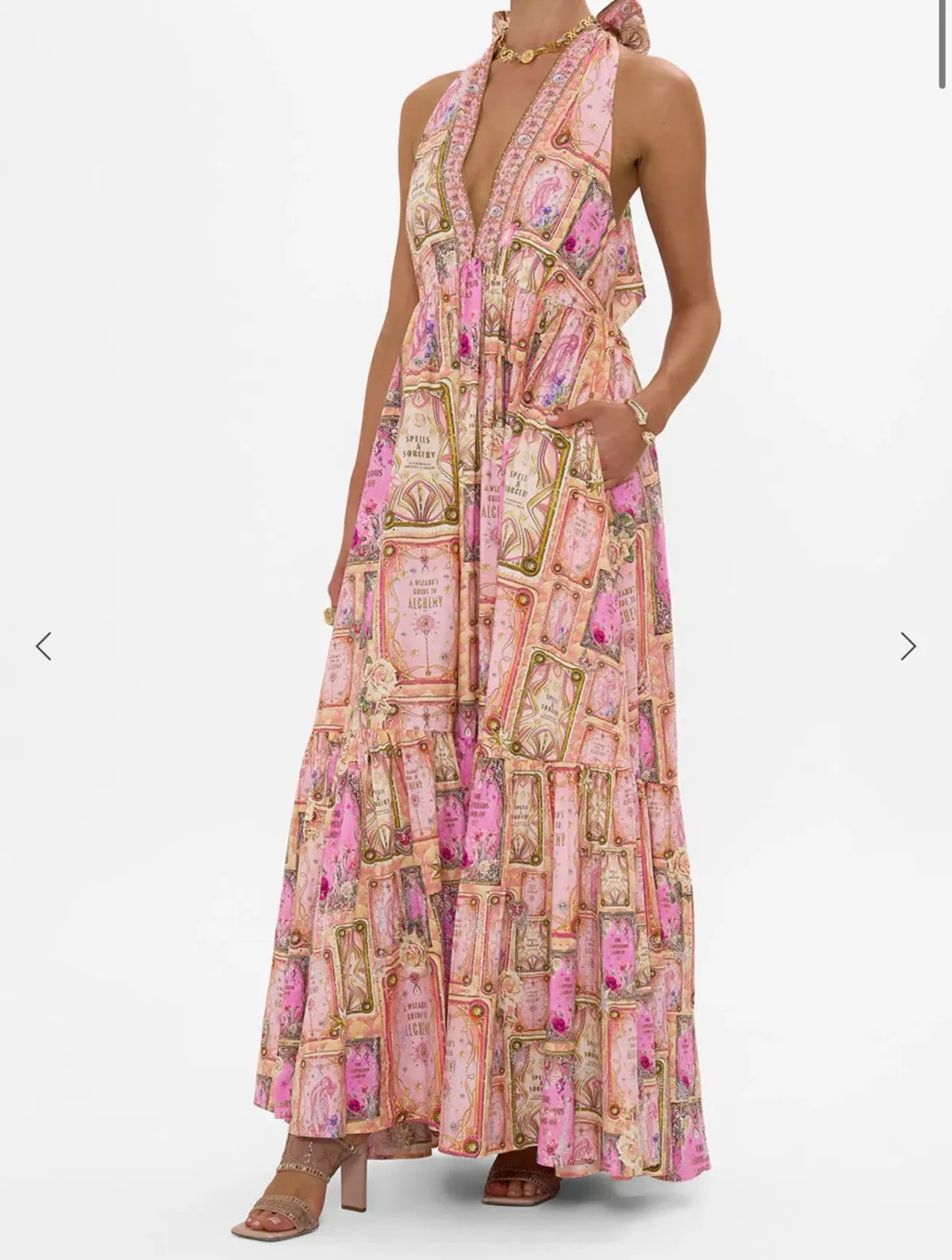 Camilla Ruffle Hem Halter Dress Totally Ozmopolitan Pink Size 18 for rent on The Volte - main image