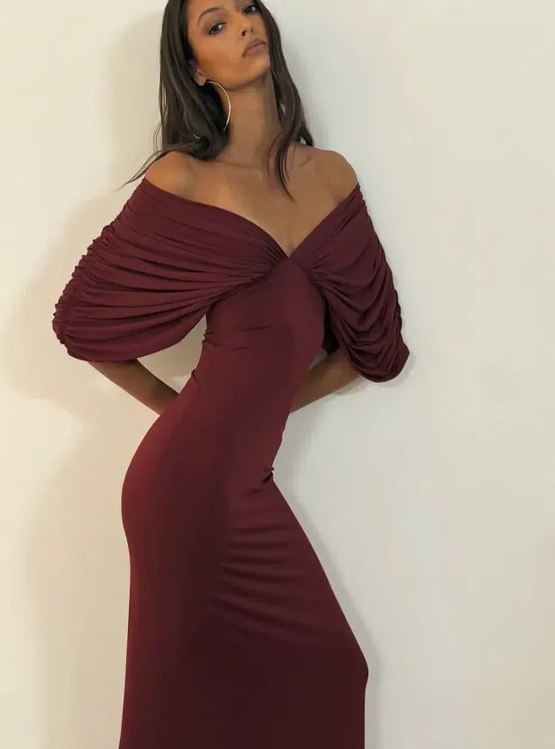 Ance Gria Neve Dress Burgundy Size 8 for rent on The Volte - main image
