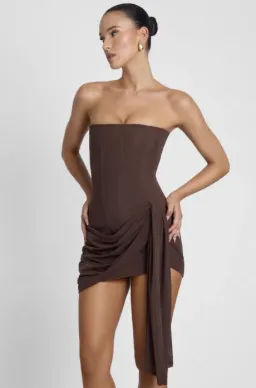 Leau Mira Mesh Corset Mini Dress Brown size 6 for rent on The Volte - image 1
