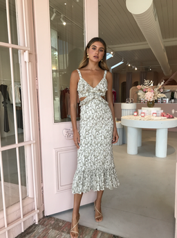Sir The Label Alba Midi Dress Cream | AU 8 for rent on The Volte - image 1