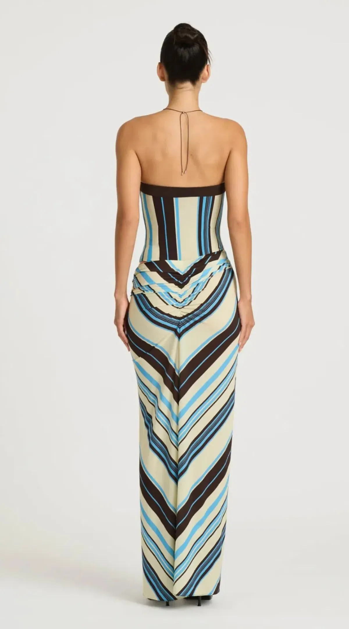 BENNI Rumi Strapless Maxi Dress in Ocean Stripe - Image 3
