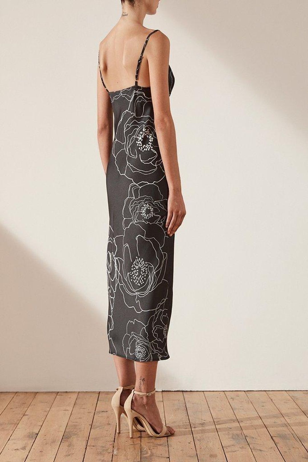 Shona Joy Lucca Bias Slip Midi Dress Black Size 8 for rent on The Volte - main image
