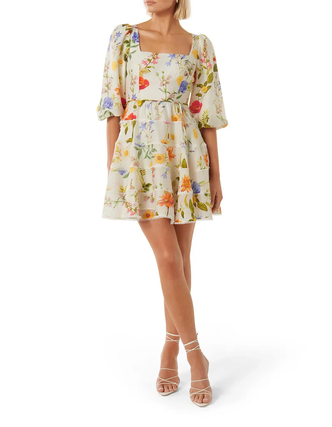 Esmie Tiered Floral Skater Dress for rent on The Volte - main image