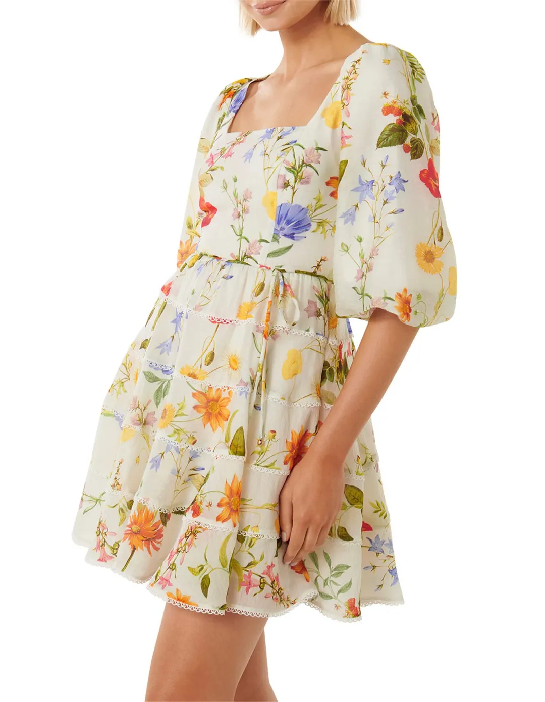 Esmie Tiered Floral Skater Dress for rent on The Volte - main image
