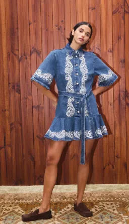 Alemais Jacones Denim Mini Dress Size 14 for rent on The Volte - image 1