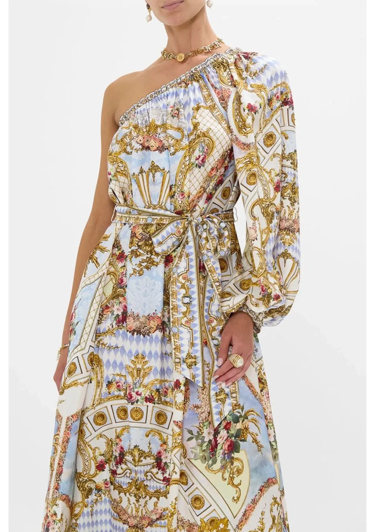 One Shoulder Dress With Blouson Sleeve -Throne Games Size 18 - Image 5