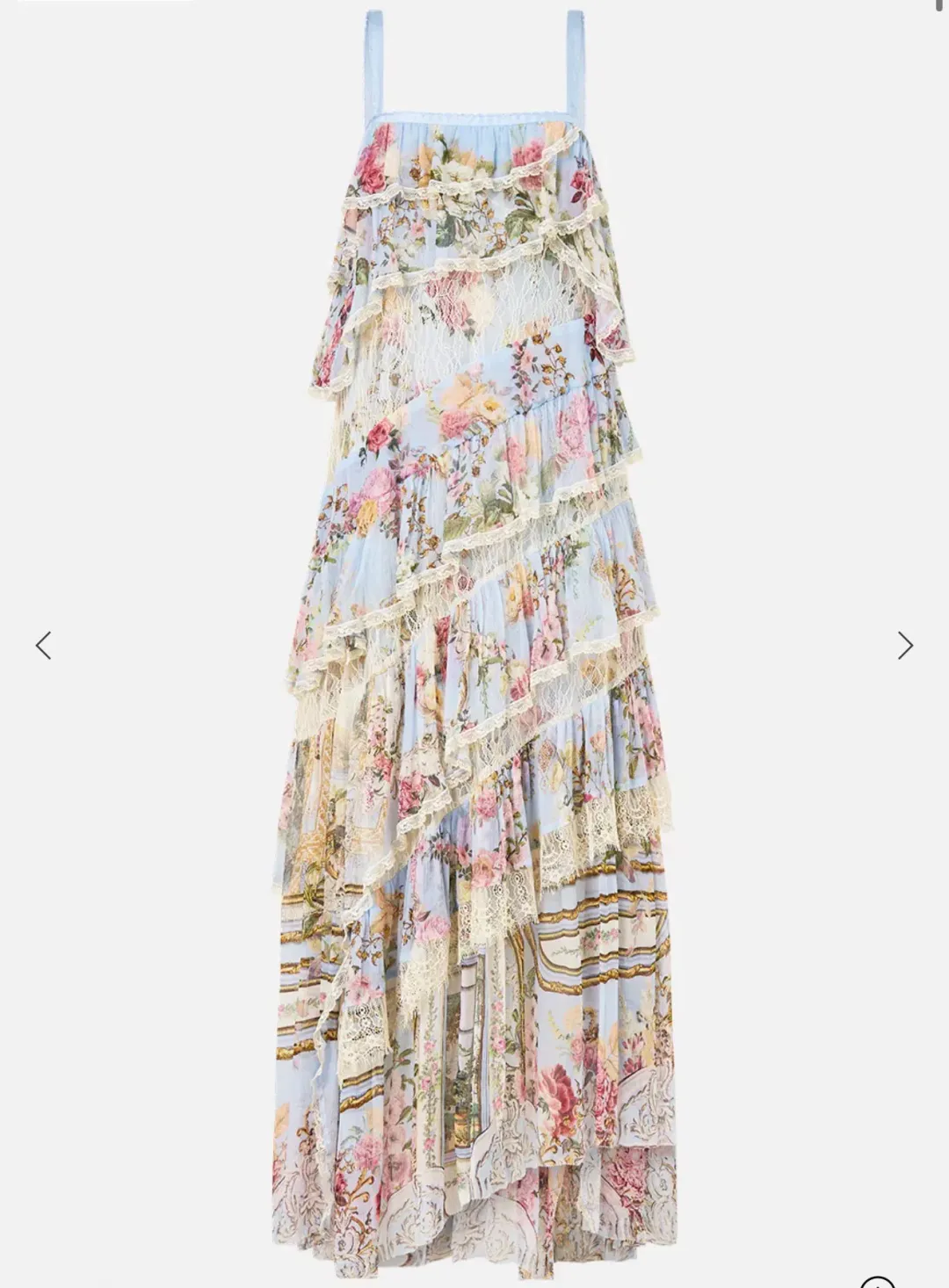 Asymmetric Spliced Lace Dress - Tiled In Time Size 18 for rent on The Volte - main image