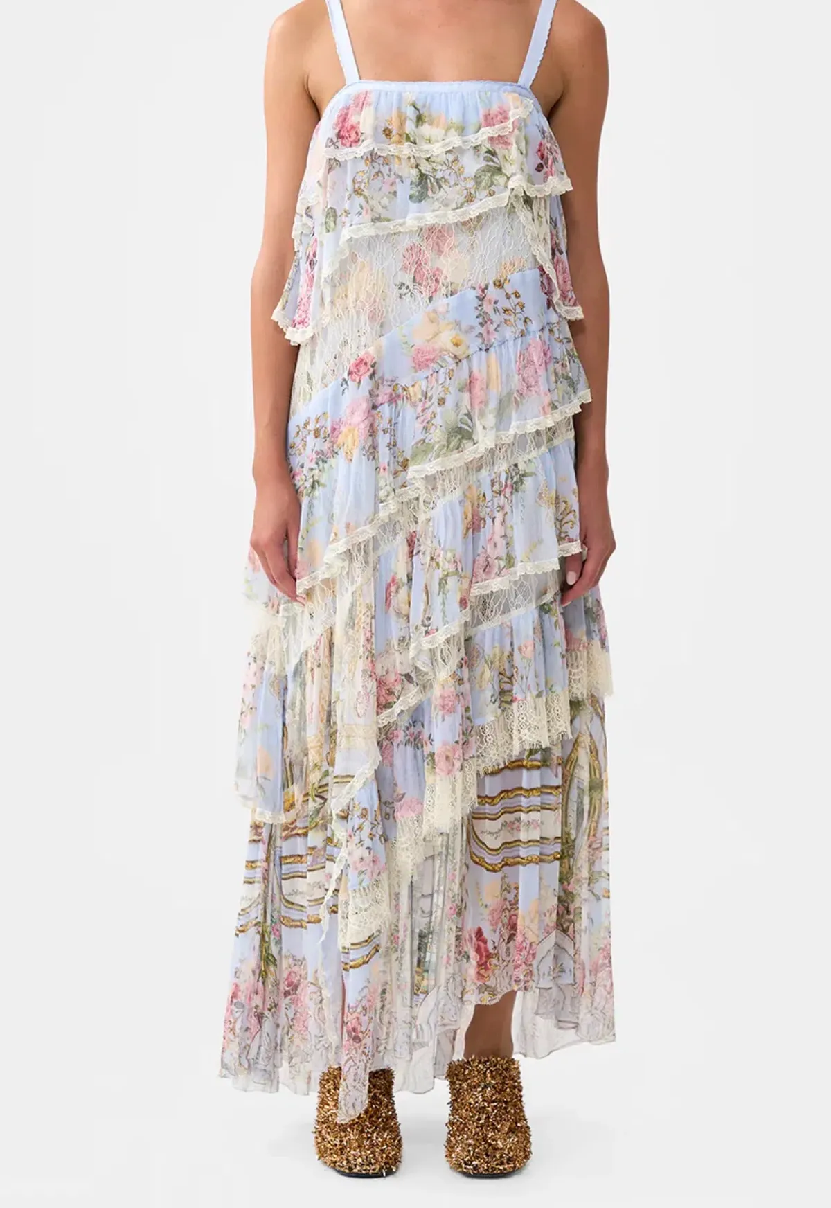 Asymmetric Spliced Lace Dress - Tiled In Time Size 18 - Image 1