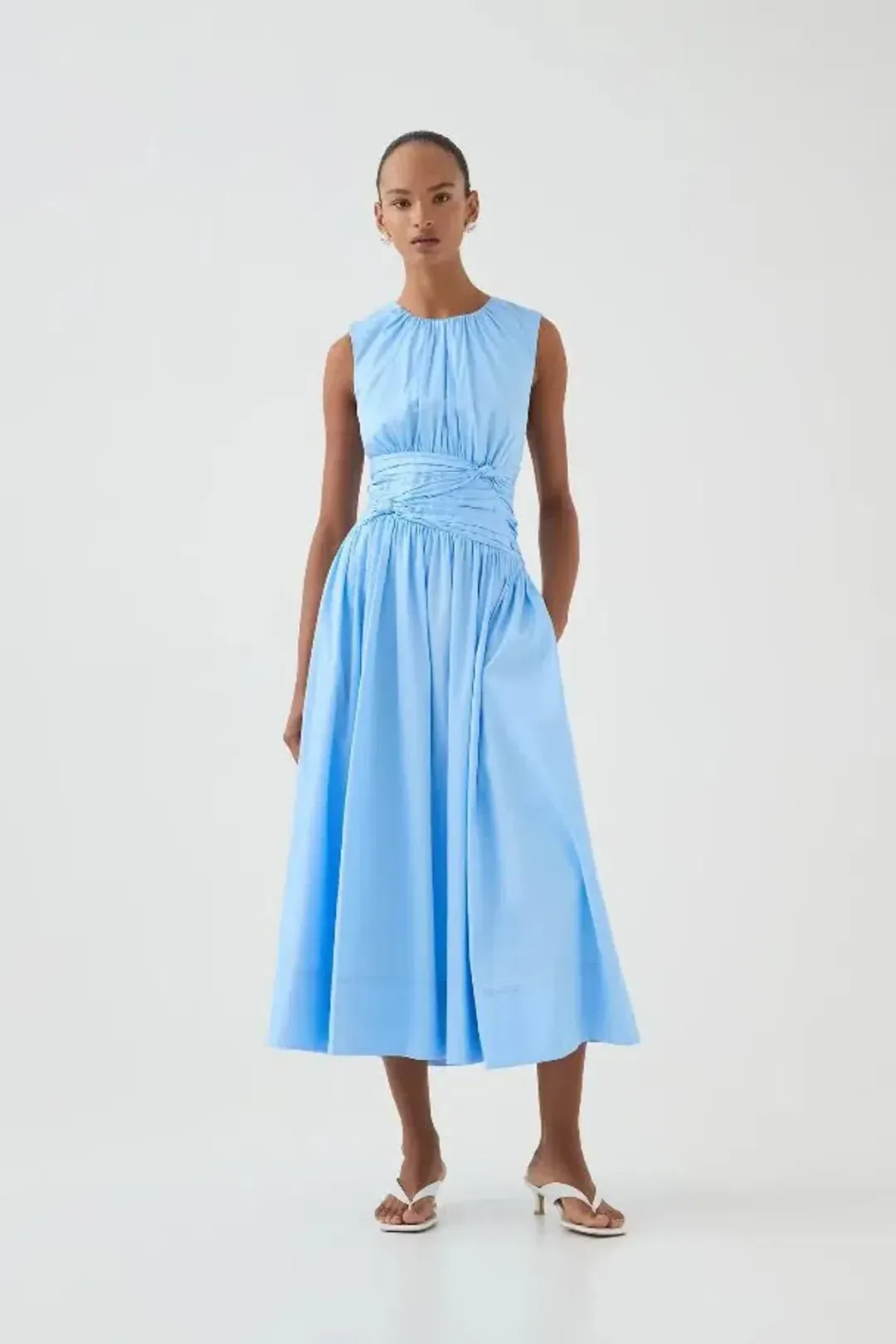 💙 NEW AJE Agatha Knot Sleeveless Midi Dress – Powder Blue – Size 14 AU 💙 for rent on The Volte - main image