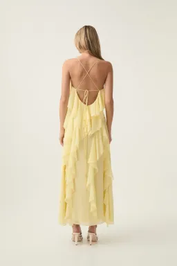 Aje Valentine Frill Maxi Dress Yellow 16 for rent on The Volte - image 2