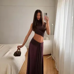 Bec and Bridge Conni Twist Maxi Dress Aubergine Dark Choc Size 12 for rent on The Volte - image 1