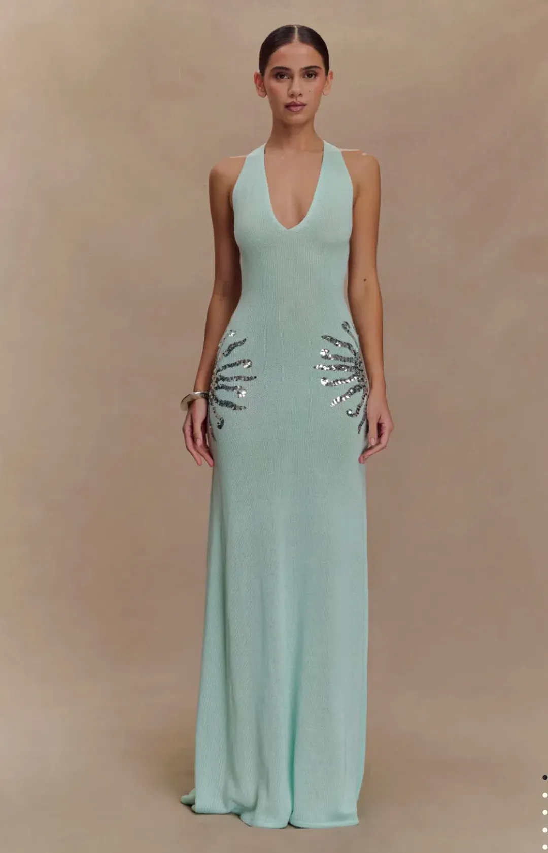 Meshki Ellington Knit Maxi Dress With Sequin - Lagoon, Alexandra Saint Mleux Collection size XS for rent on The Volte - main image