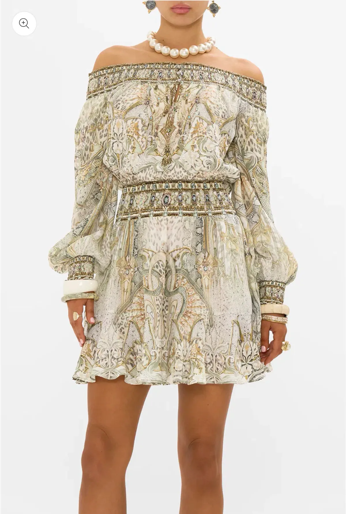 CAMILLA Off Shoulder Short Dress Ivory Tower Tales - Image 4
