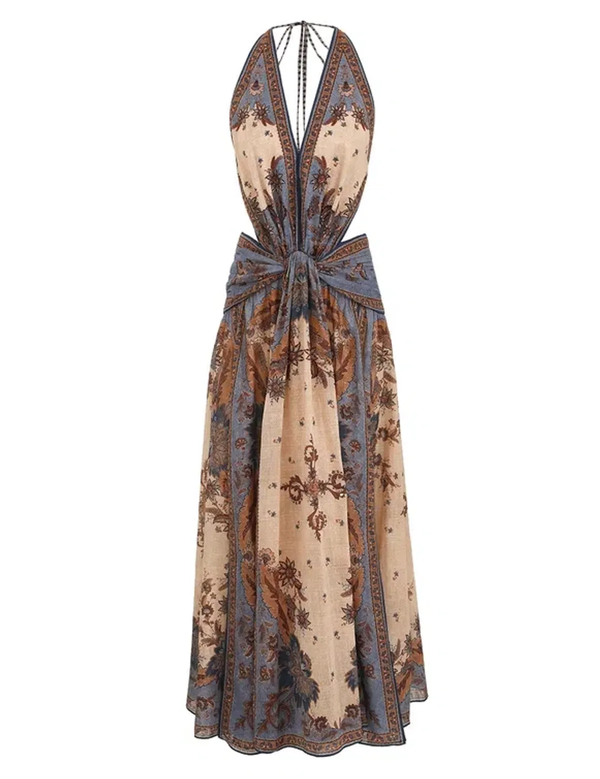 ZIMMERMANN ASCENSION PLUNGE HALTER MAXI DRESS | SIZE 0 - Image 1