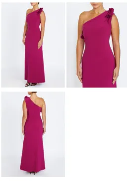 Anthea Crawford Tarquin Sangria Pink Gown One shoulder for rent on The Volte - image 2