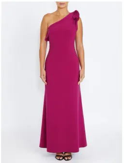 Anthea Crawford Tarquin Sangria Pink Gown One shoulder for rent on The Volte - image 1